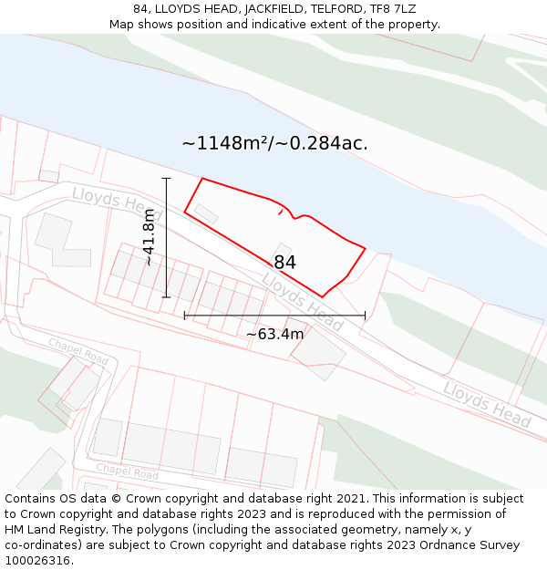 84, LLOYDS HEAD, JACKFIELD, TELFORD, TF8 7LZ: Plot and title map