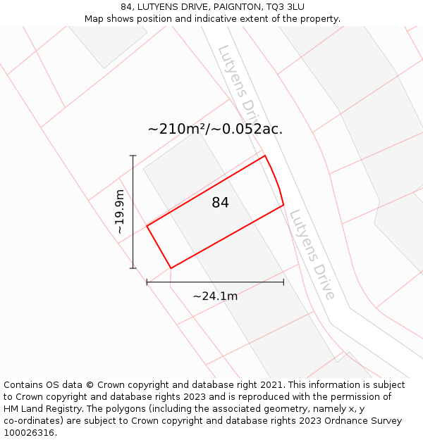 84, LUTYENS DRIVE, PAIGNTON, TQ3 3LU: Plot and title map