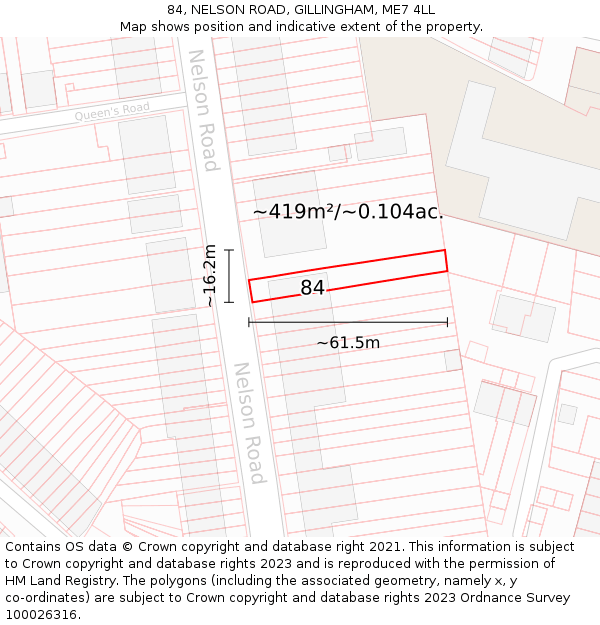 84, NELSON ROAD, GILLINGHAM, ME7 4LL: Plot and title map
