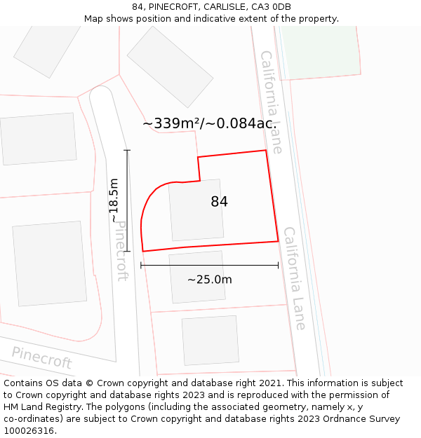 84, PINECROFT, CARLISLE, CA3 0DB: Plot and title map