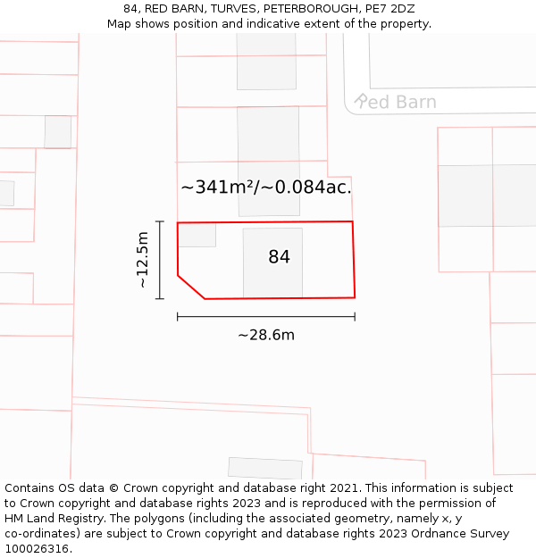 84, RED BARN, TURVES, PETERBOROUGH, PE7 2DZ: Plot and title map