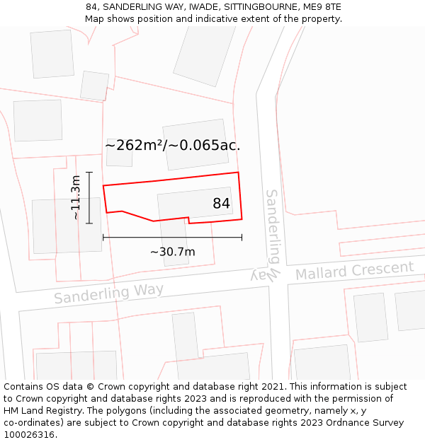 84, SANDERLING WAY, IWADE, SITTINGBOURNE, ME9 8TE: Plot and title map
