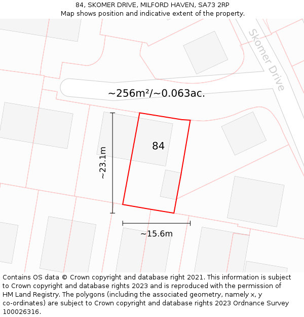 84, SKOMER DRIVE, MILFORD HAVEN, SA73 2RP: Plot and title map