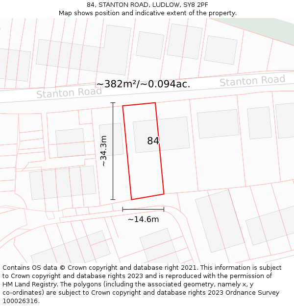84, STANTON ROAD, LUDLOW, SY8 2PF: Plot and title map