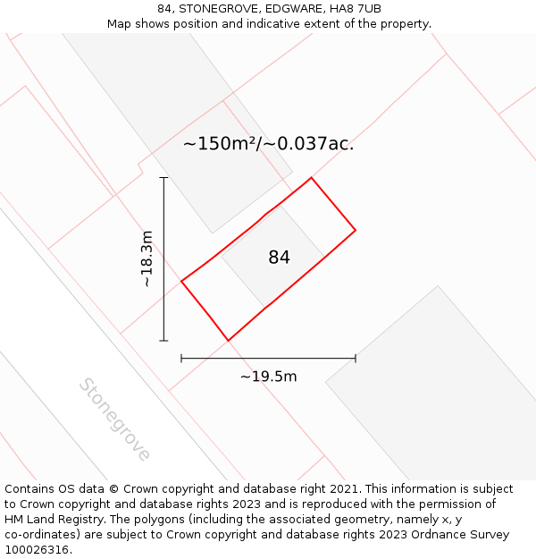 84, STONEGROVE, EDGWARE, HA8 7UB: Plot and title map