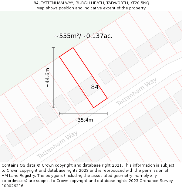 84, TATTENHAM WAY, BURGH HEATH, TADWORTH, KT20 5NQ: Plot and title map