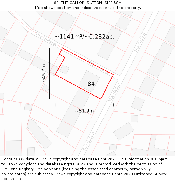 84, THE GALLOP, SUTTON, SM2 5SA: Plot and title map