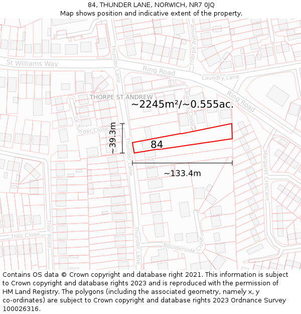 84, THUNDER LANE, NORWICH, NR7 0JQ: Plot and title map