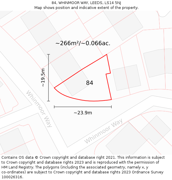 84, WHINMOOR WAY, LEEDS, LS14 5NJ: Plot and title map
