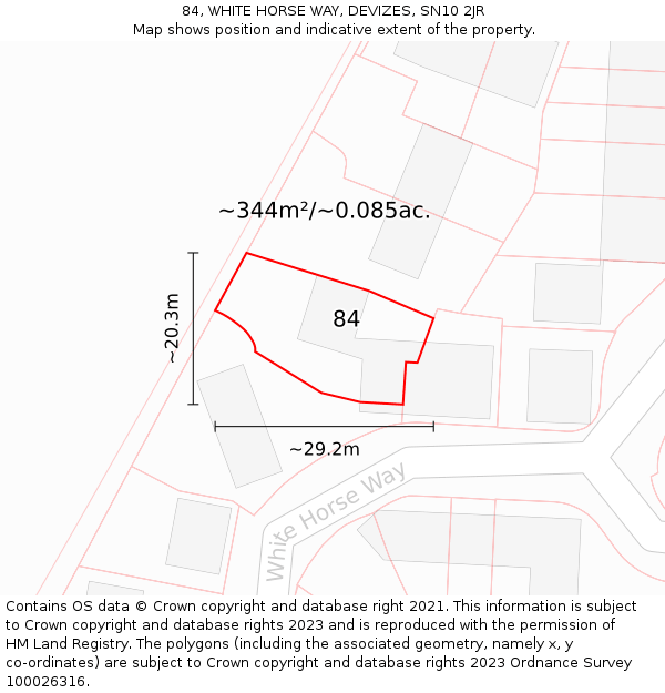 84, WHITE HORSE WAY, DEVIZES, SN10 2JR: Plot and title map