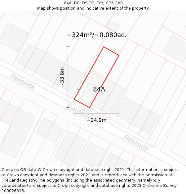 84A, FIELDSIDE, ELY, CB6 3AR: Plot and title map