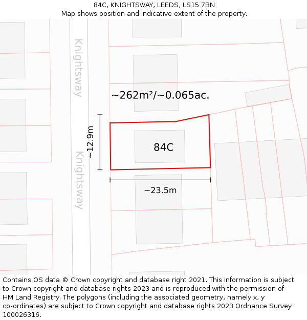 84C, KNIGHTSWAY, LEEDS, LS15 7BN: Plot and title map