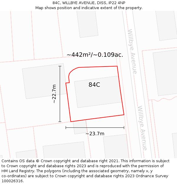 84C, WILLBYE AVENUE, DISS, IP22 4NP: Plot and title map