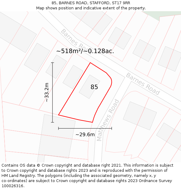 85, BARNES ROAD, STAFFORD, ST17 9RR: Plot and title map