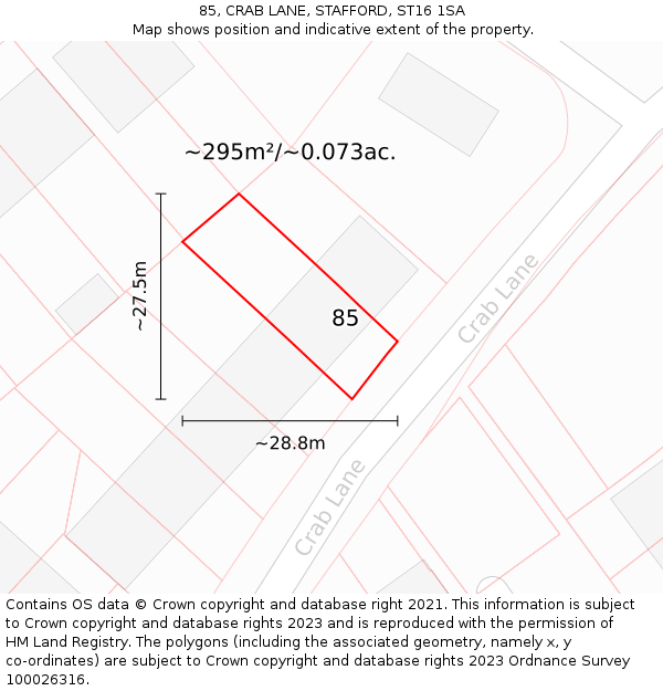 85, CRAB LANE, STAFFORD, ST16 1SA: Plot and title map