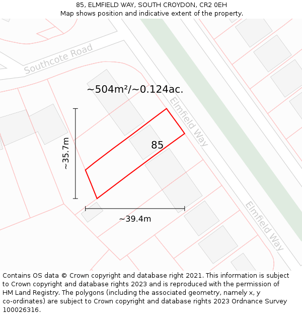 85, ELMFIELD WAY, SOUTH CROYDON, CR2 0EH: Plot and title map