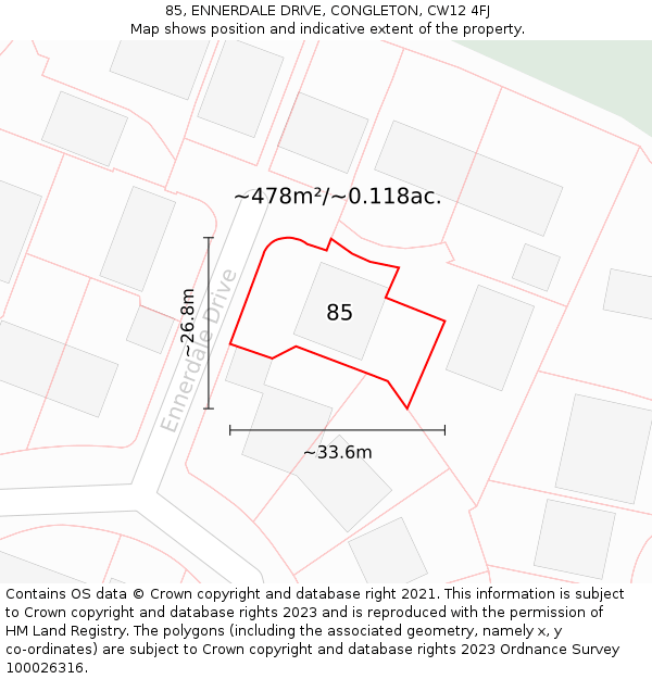 85, ENNERDALE DRIVE, CONGLETON, CW12 4FJ: Plot and title map