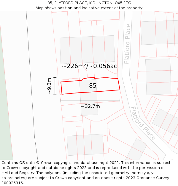 85, FLATFORD PLACE, KIDLINGTON, OX5 1TG: Plot and title map