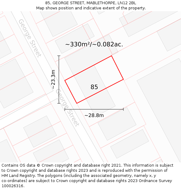 85, GEORGE STREET, MABLETHORPE, LN12 2BL: Plot and title map