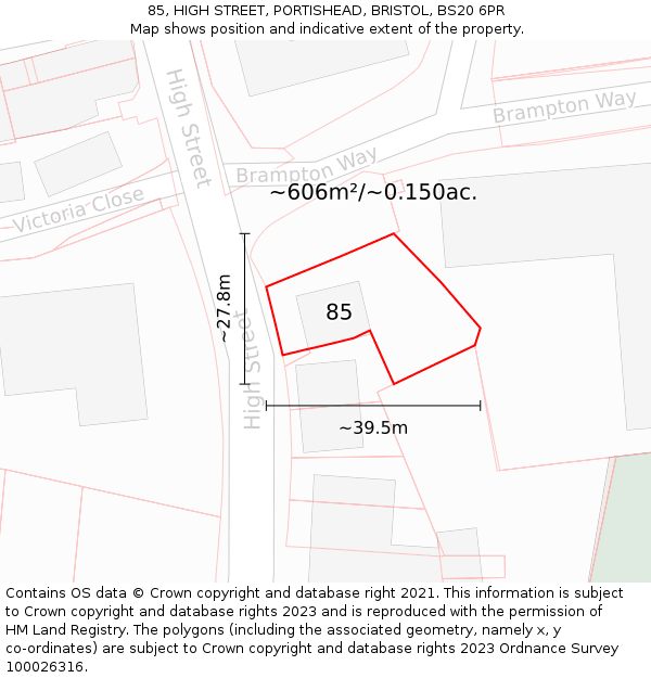 85, HIGH STREET, PORTISHEAD, BRISTOL, BS20 6PR: Plot and title map
