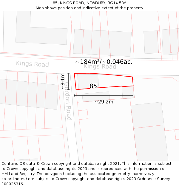 85, KINGS ROAD, NEWBURY, RG14 5RA: Plot and title map
