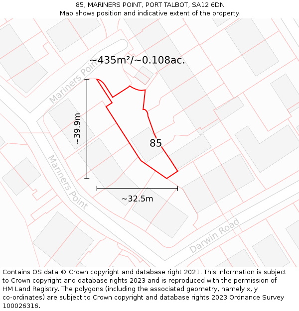 85, MARINERS POINT, PORT TALBOT, SA12 6DN: Plot and title map