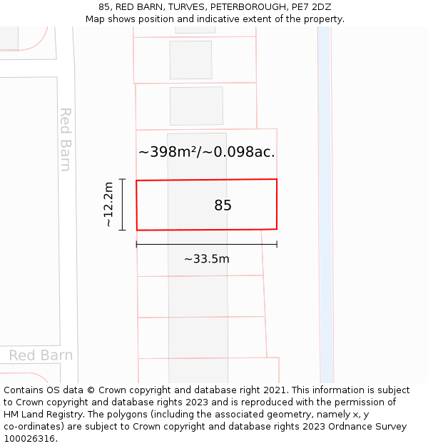 85, RED BARN, TURVES, PETERBOROUGH, PE7 2DZ: Plot and title map