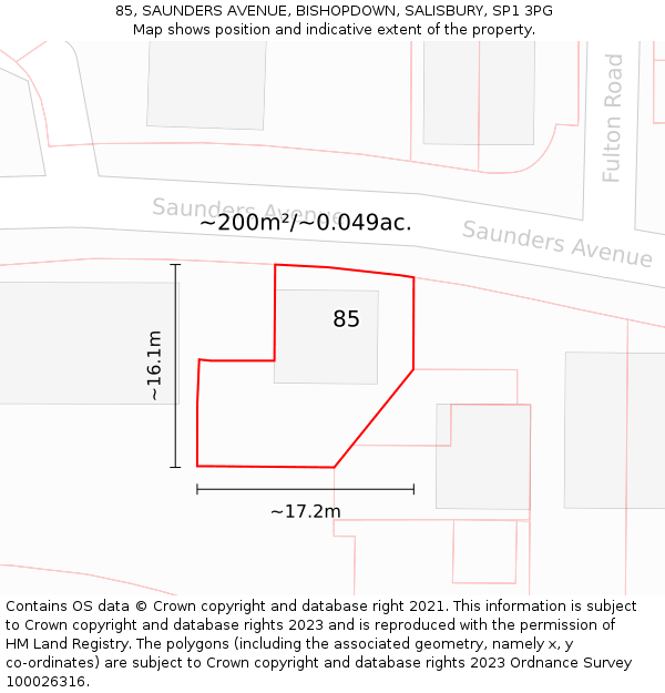 85, SAUNDERS AVENUE, BISHOPDOWN, SALISBURY, SP1 3PG: Plot and title map