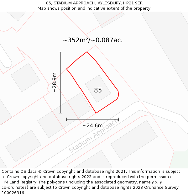 85, STADIUM APPROACH, AYLESBURY, HP21 9ER: Plot and title map