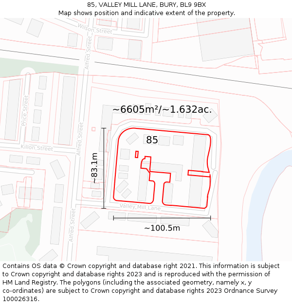 85, VALLEY MILL LANE, BURY, BL9 9BX: Plot and title map