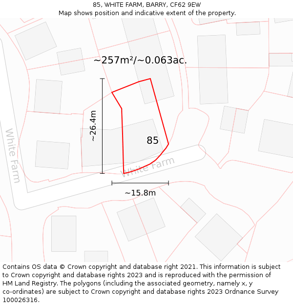 85, WHITE FARM, BARRY, CF62 9EW: Plot and title map