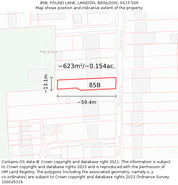 85B, POUND LANE, LAINDON, BASILDON, SS15 5SP: Plot and title map