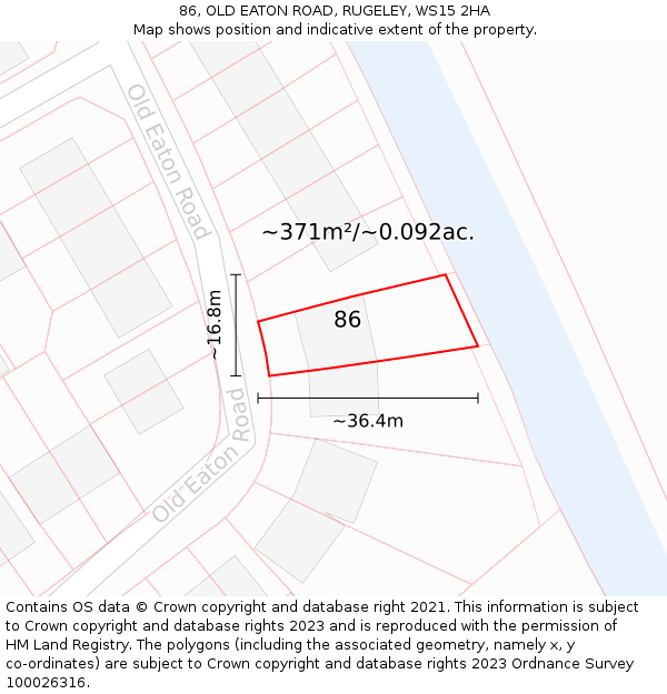 86, OLD EATON ROAD, RUGELEY, WS15 2HA: Plot and title map
