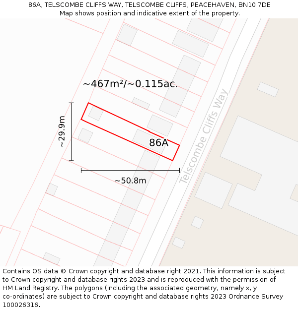 86A, TELSCOMBE CLIFFS WAY, TELSCOMBE CLIFFS, PEACEHAVEN, BN10 7DE: Plot and title map