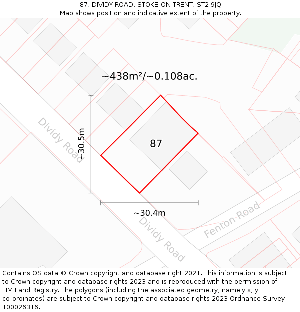 87, DIVIDY ROAD, STOKE-ON-TRENT, ST2 9JQ: Plot and title map