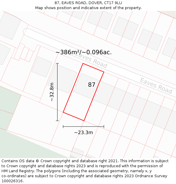 87, EAVES ROAD, DOVER, CT17 9LU: Plot and title map