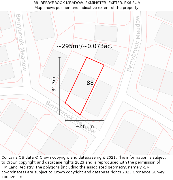 88, BERRYBROOK MEADOW, EXMINSTER, EXETER, EX6 8UA: Plot and title map