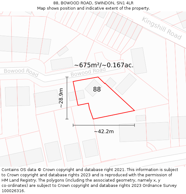 88, BOWOOD ROAD, SWINDON, SN1 4LR: Plot and title map