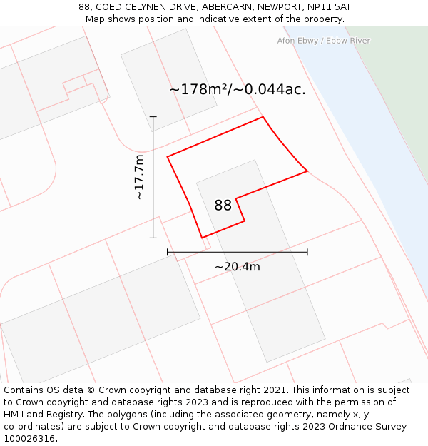 88, COED CELYNEN DRIVE, ABERCARN, NEWPORT, NP11 5AT: Plot and title map