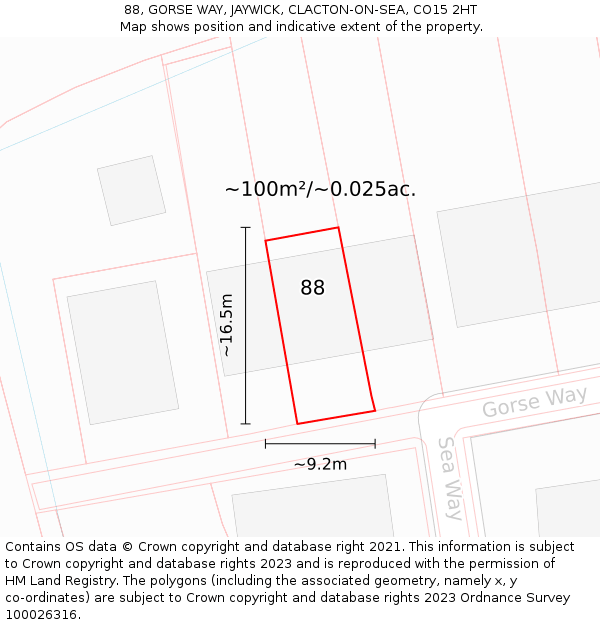 88, GORSE WAY, JAYWICK, CLACTON-ON-SEA, CO15 2HT: Plot and title map