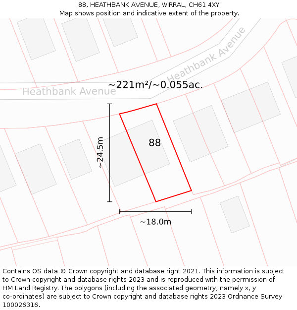88, HEATHBANK AVENUE, WIRRAL, CH61 4XY: Plot and title map