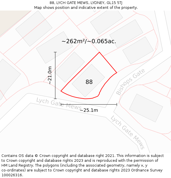 88, LYCH GATE MEWS, LYDNEY, GL15 5TJ: Plot and title map