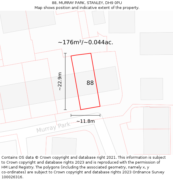 88, MURRAY PARK, STANLEY, DH9 0PU: Plot and title map