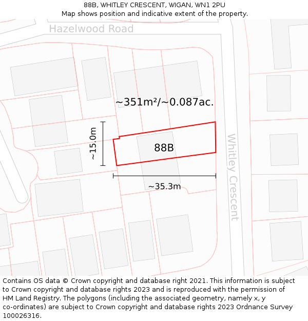 88B, WHITLEY CRESCENT, WIGAN, WN1 2PU: Plot and title map