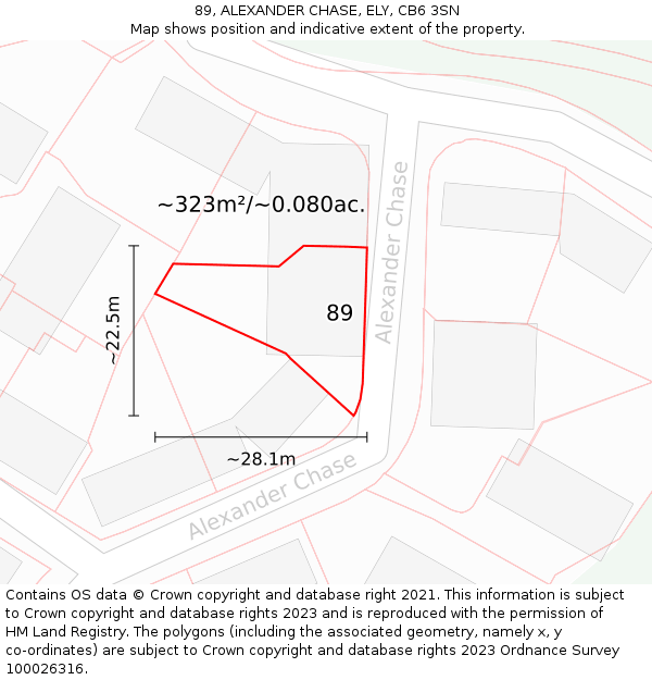 89, ALEXANDER CHASE, ELY, CB6 3SN: Plot and title map
