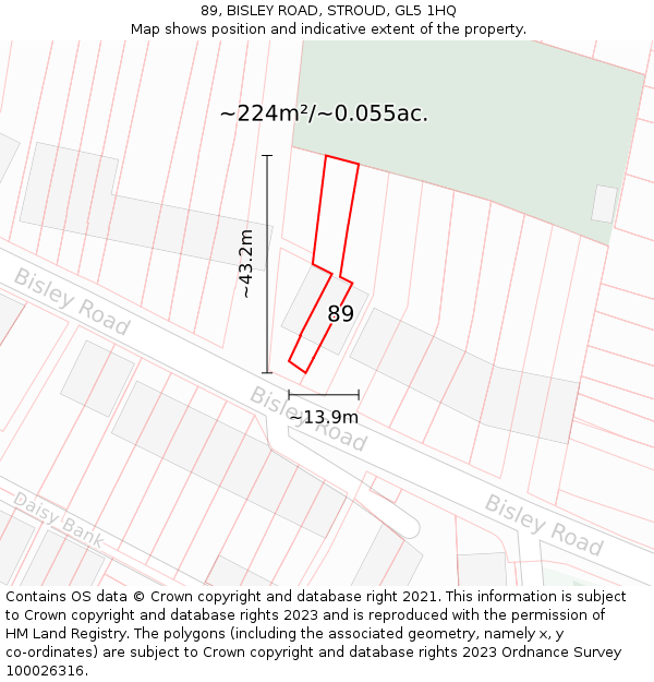 89, BISLEY ROAD, STROUD, GL5 1HQ: Plot and title map