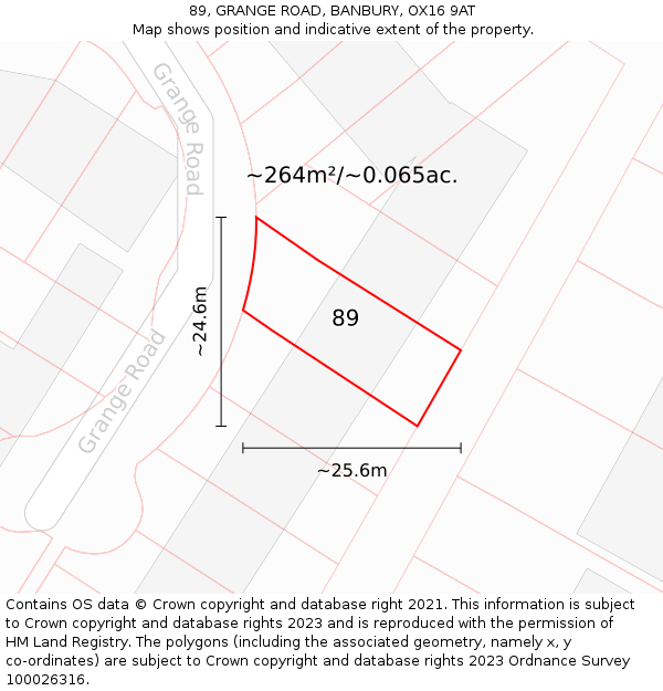 89, GRANGE ROAD, BANBURY, OX16 9AT: Plot and title map