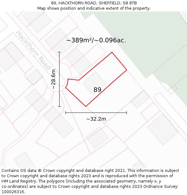 89, HACKTHORN ROAD, SHEFFIELD, S8 8TB: Plot and title map