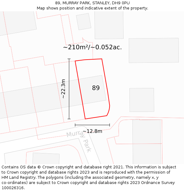 89, MURRAY PARK, STANLEY, DH9 0PU: Plot and title map