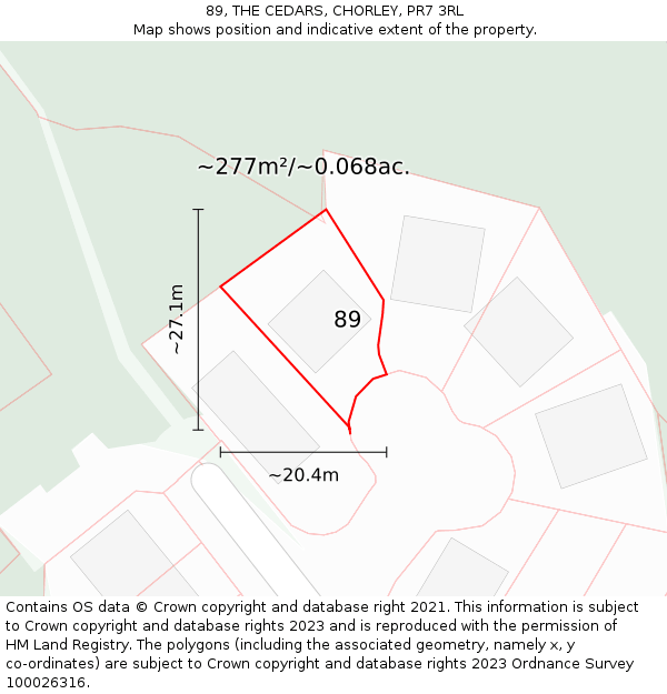 89, THE CEDARS, CHORLEY, PR7 3RL: Plot and title map